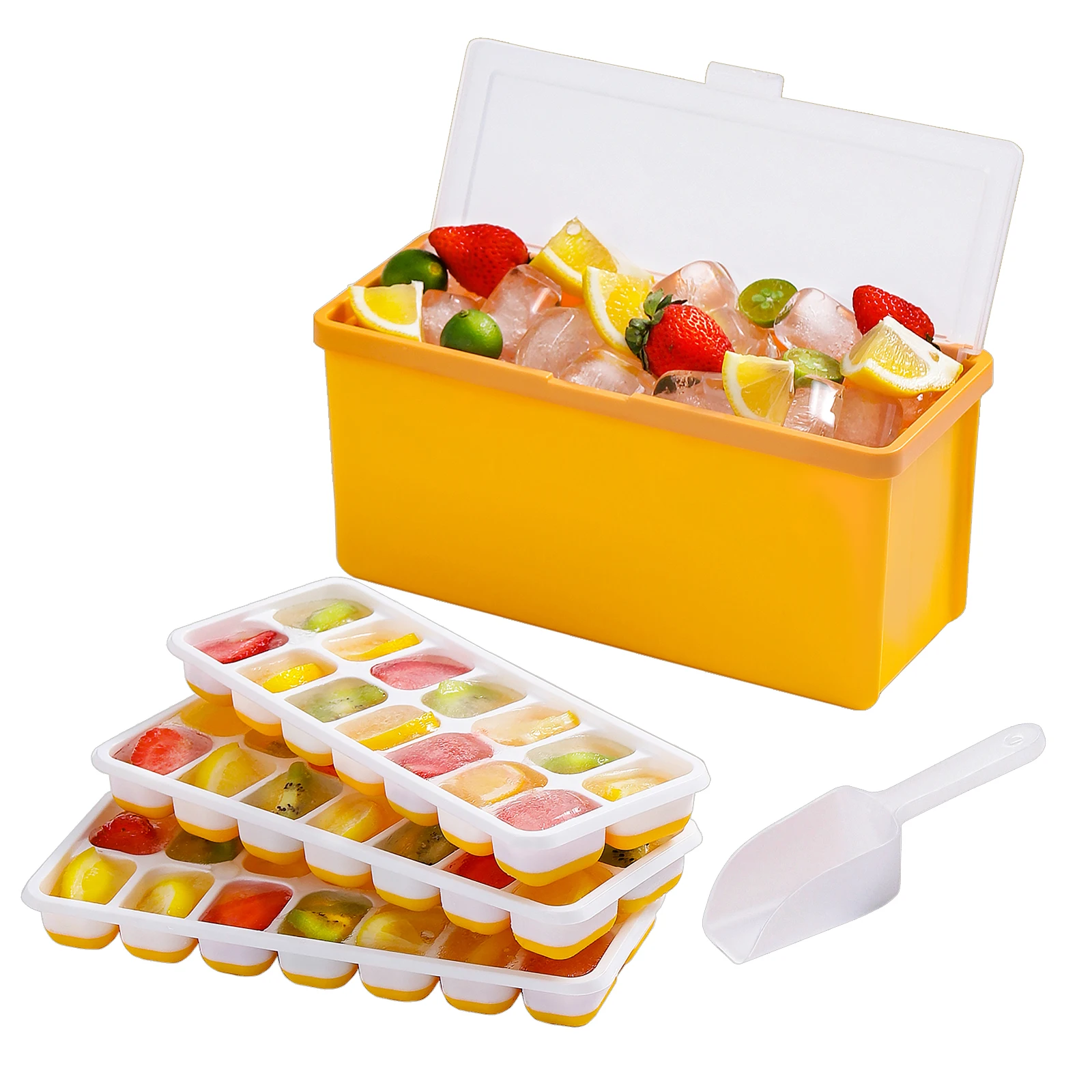 HAIXIN Silicone Press Type Ice Cube Tray With Cover Ice Tray Multi Layer Drawable Ice Cube Tray