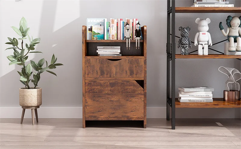 YQ FOREVER Vintage Style Beside Table Cabinet Nightstands Living Bedroom Furniture