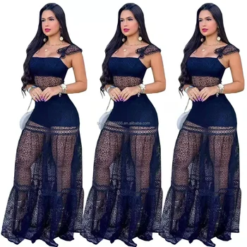 BOBOYU 2022 summer new trendy lace strap black maxi dress ladies elegance see through party gowns sexy slim fit evening dresses