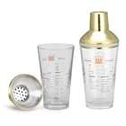 Cocktail Shakers KLP RTS Golden Stainless Steel Lid Glass Cup Bartending Cocktail Bar Tools Shakers