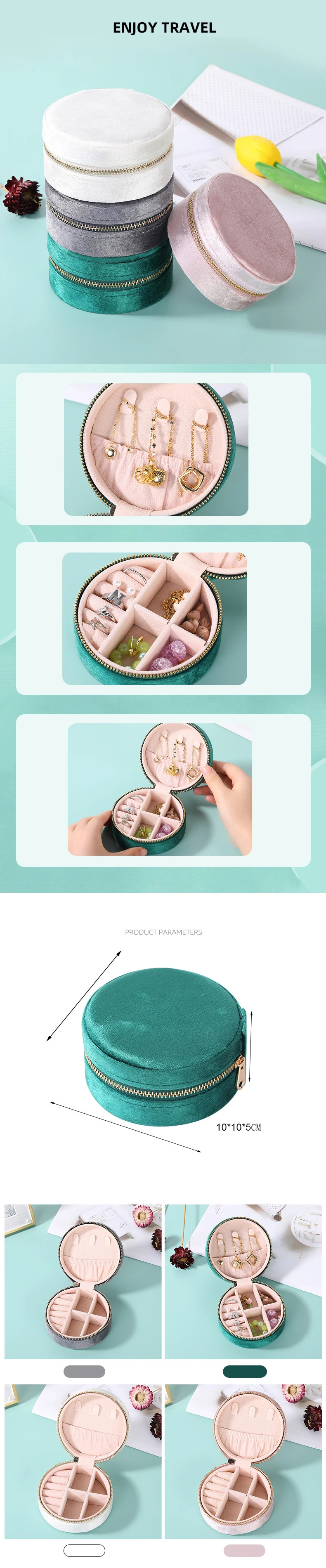 product a1 round velvet jewelry storage box travel jewelry organizer storage box gift jewelry storage ring box-2