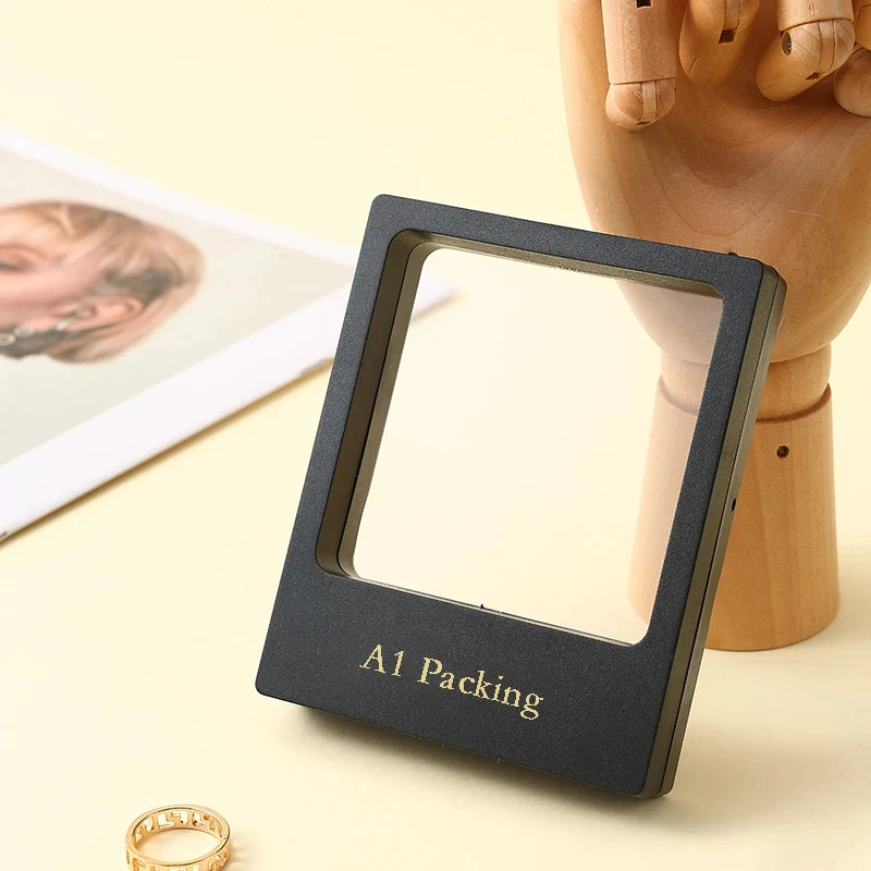 Personalized jewelry box with custom logo placement Custom branding area on clear plastic jewelry display box
