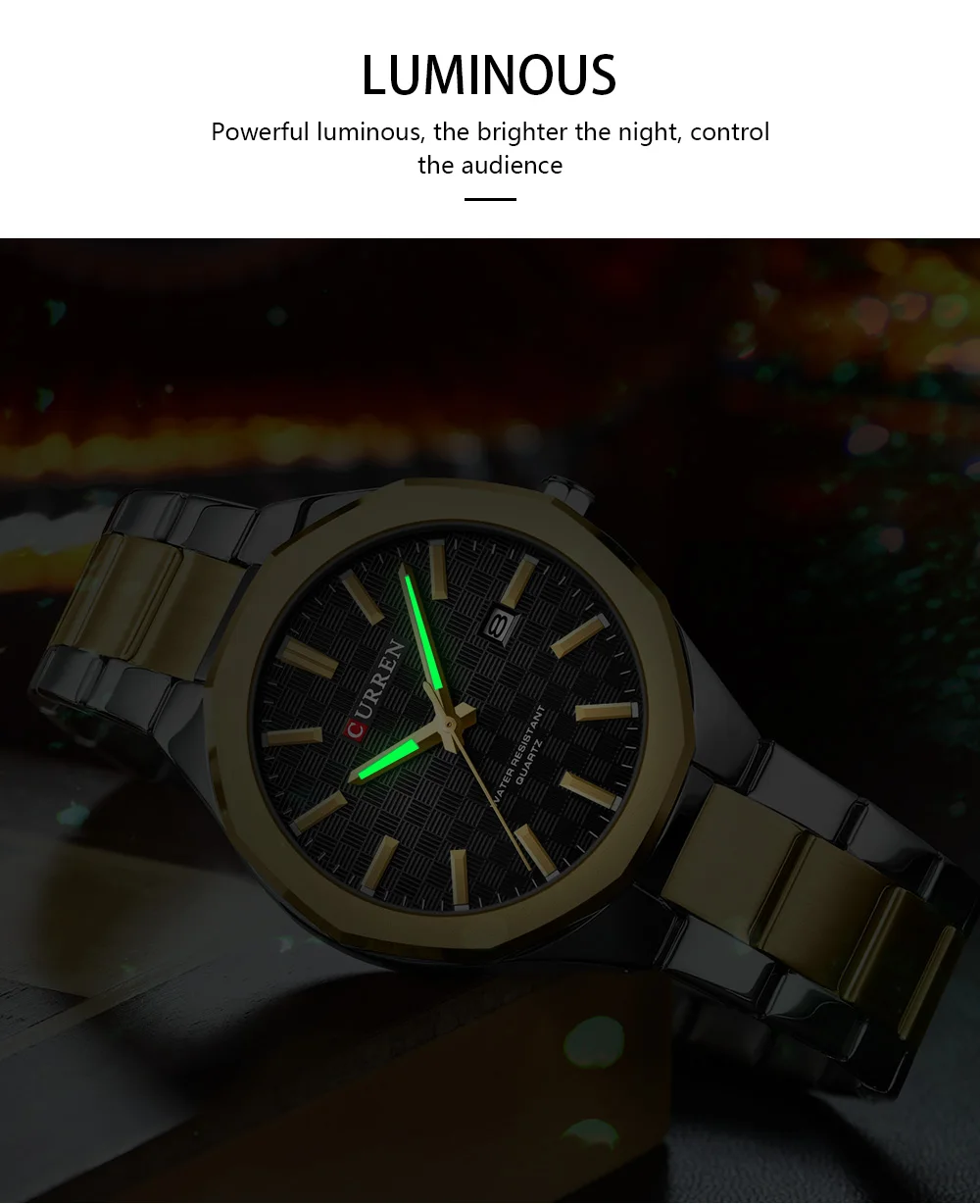 CURREN 8477 Business Luxury Men's Quartz Watch with Luminous Hands Stainless Steel Fashion Clock with Date Waterproof Wristwatch