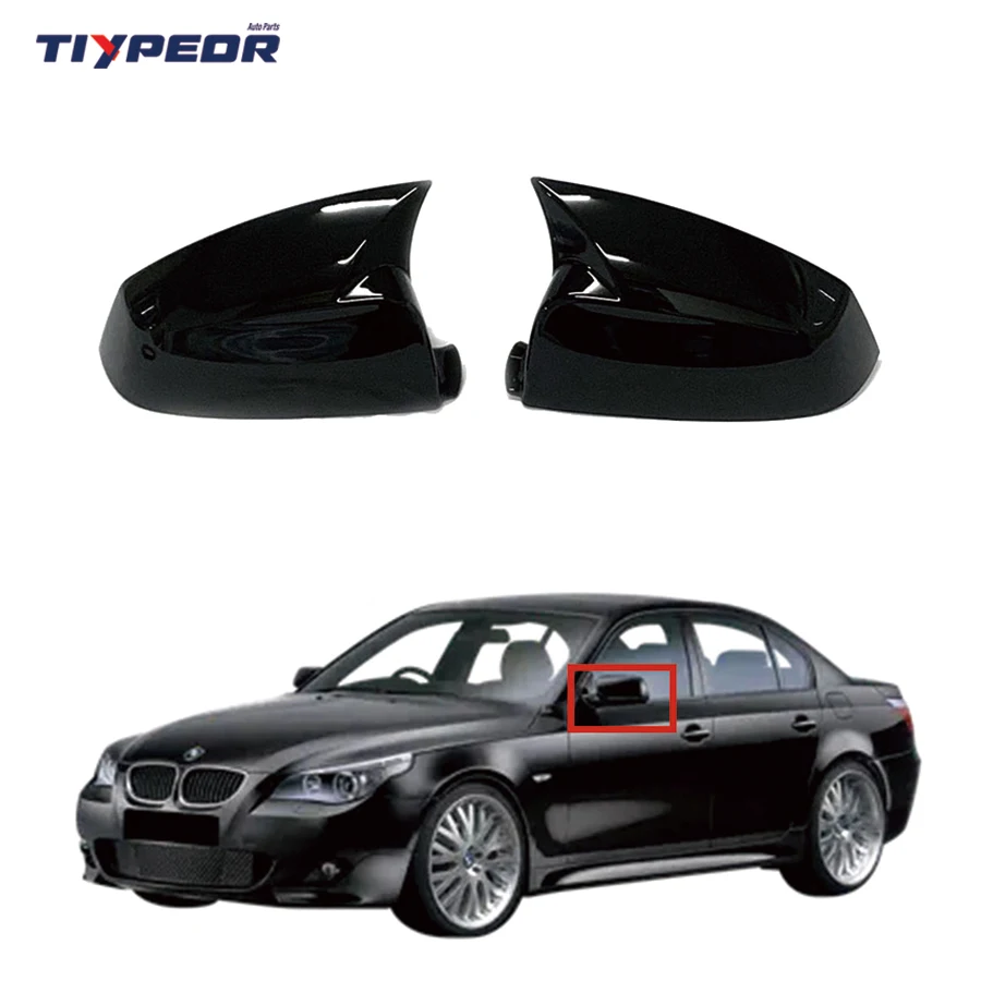 product tiypeor ox horn look rear view side door wing mirror covers for bmw 5 series e60 2007 2010 2008 2009 exterior body kits-4