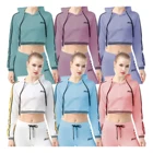 Sweat Shirt Colorful Wholesale Cutest Lady Crop Top Fitness Sweat Shirt Full Sleeve Pull Over Gym Hoodies