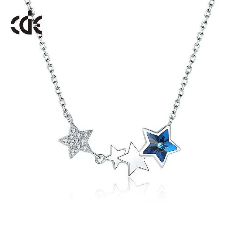 CDE YN0948-S Fine 925 Sterling Silver Jewelry Classic Luxury Temperament Rhinestone Women For Gift Star Necklace