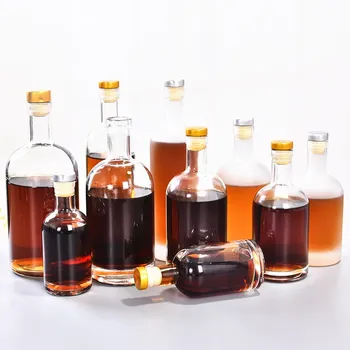 empty 100ml 200ml 250ml 375ml 500ml alcohol drinks beverage vodka whisky liquor wine spirit Gin Rum glass bottle with cork