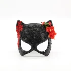 Mask Sexy Sexy Mask Black Sequins Red Flower Embellishment Half Mask Sexy Halloween Animal Face Mask