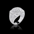 Pave Diamond Hip Hop Male Large Size Round Solid 925 Sterling Silver Pave CZ Diamond Tail Rings