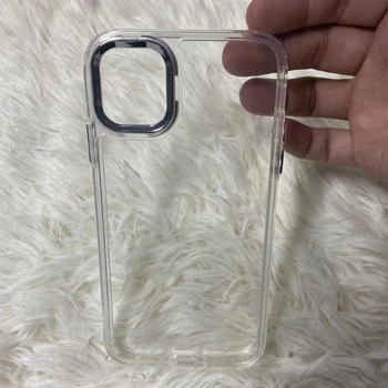 1.5mm Electroplated Lens Frame Phone Case For iPhone 14 Pro Max TPU Soft Clear Phone Cover For iPhone 13 12 11 Case