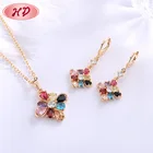 Jewelry Earring Set Necklace 18K Gold Jewelry Sets Women Wedding Party Trendy Statement Necklace Earring 4Pcs Set
