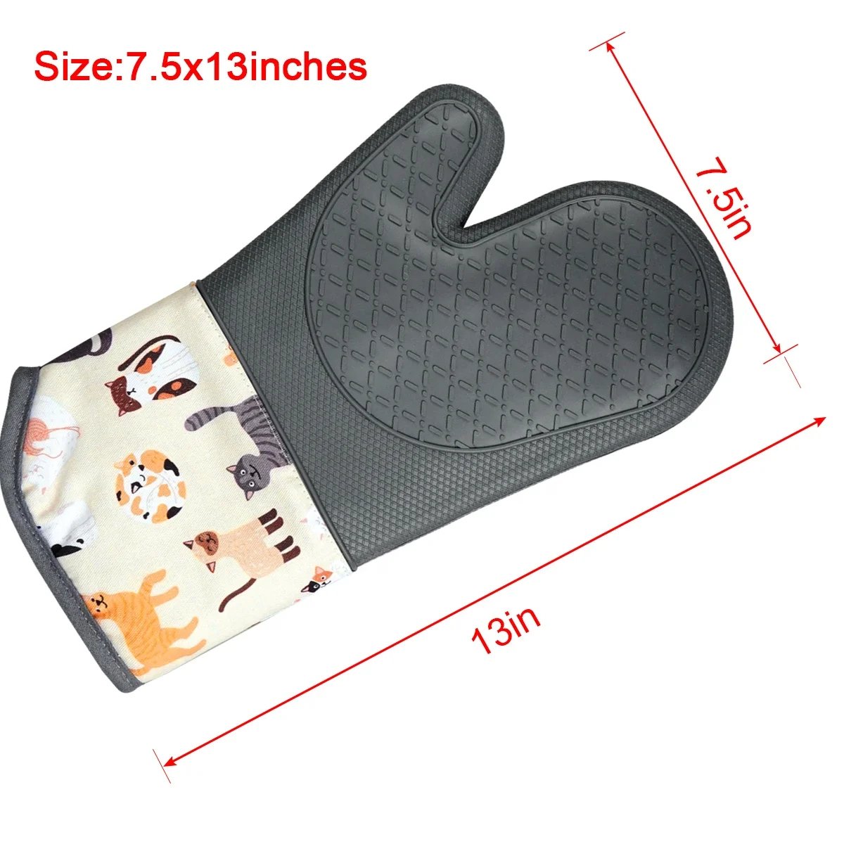 Printing Personalized Custom Silicone Oven Mitts For Kitchen Cooking Heat Resistant Oven Mitt