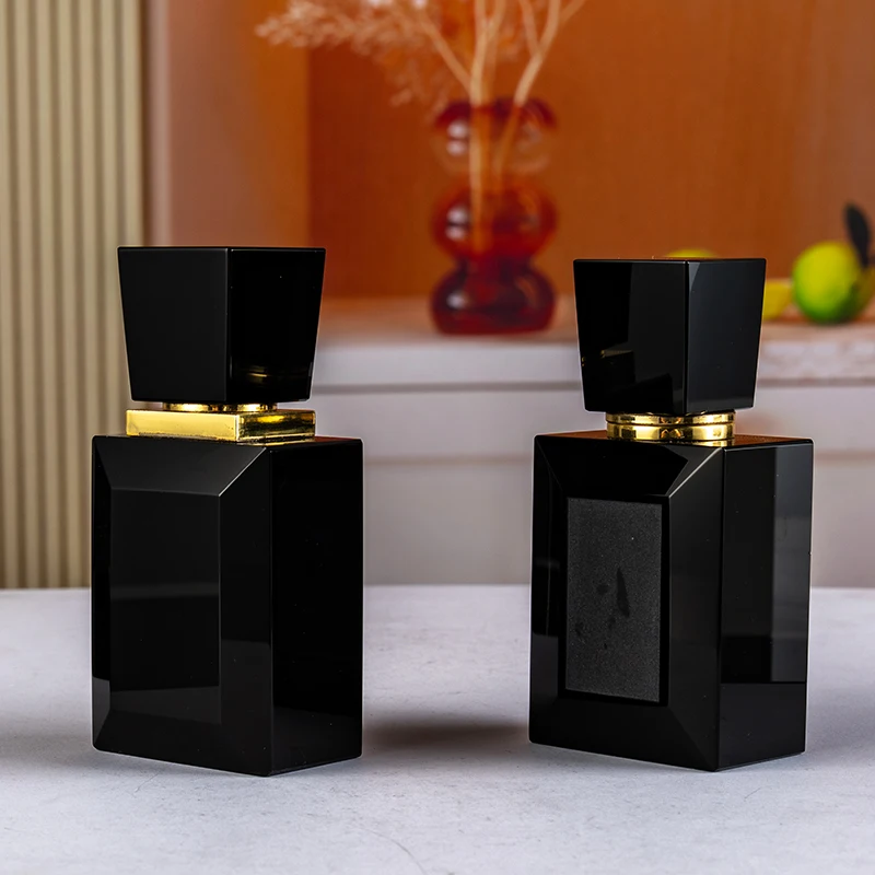 product hot selling black square box 6ml glass empty bottle elegant fashion temperament crystal perfume bottle-7