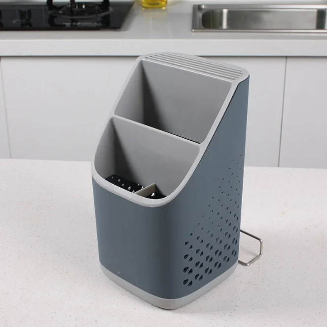 product double layer white plastic storage basket for kitchen cutlery organizer standing type installation-5