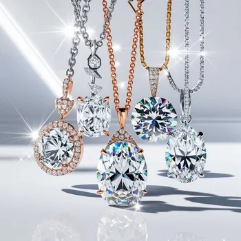 Fashion fine jewelry custom 925 silver moissanite zircon cz diamond charms pendant necklace for women