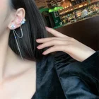 Long Drop Earrings Aimgal Alloy Long Drop In High-shine CZ 925 Sliver Zircon Flower Earrings