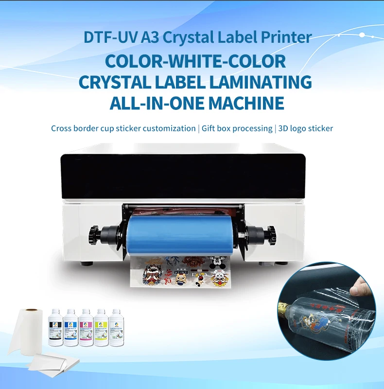 product a3 new type dx7 automatic printhead uv dtf transfer sticker roll to roll imprinting inkjet printer 30cm with laminator erasub-5