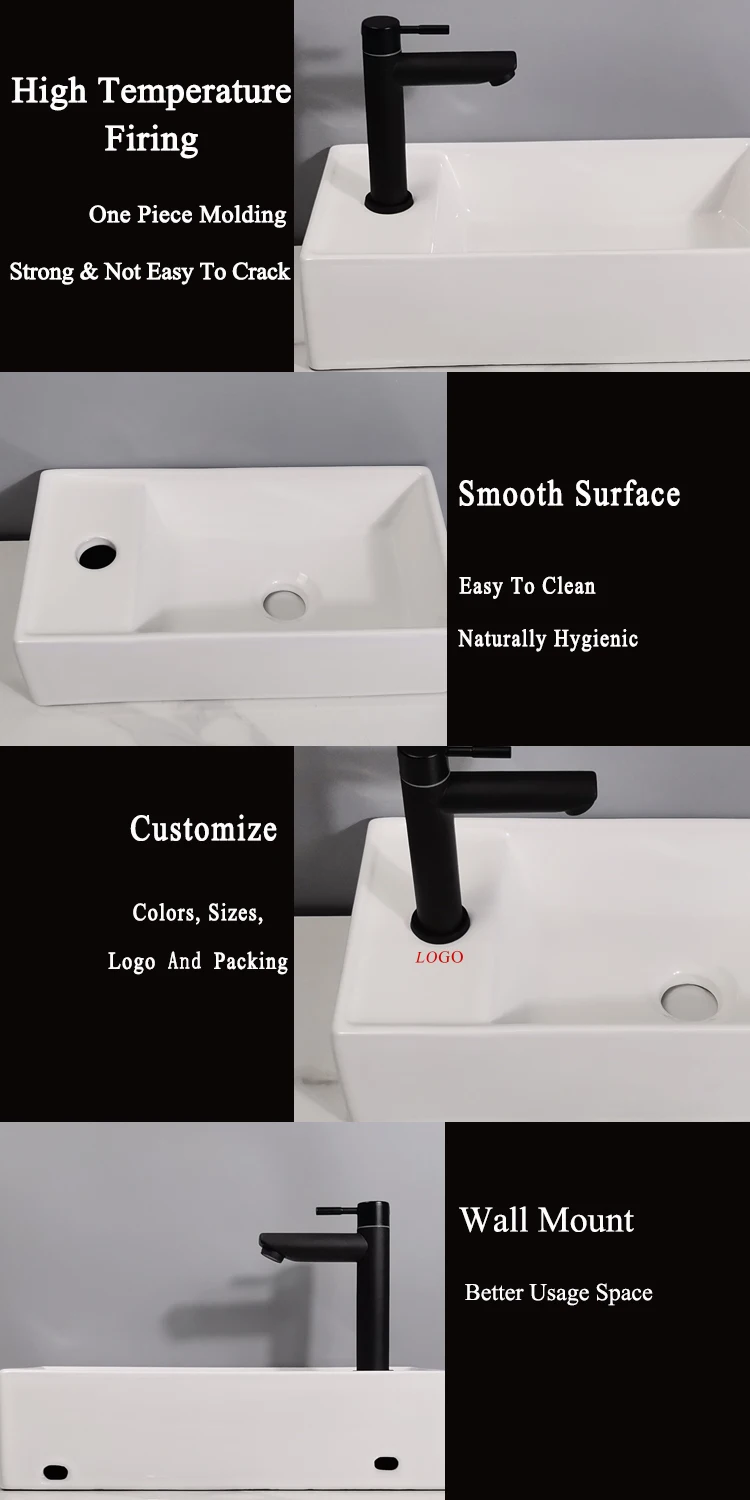 Tarpul Modern Classic Design Small Room Type Washbasin Ceramic Sink Wall Mounted Bathroom Ceramic Washbasin Hotel Use details