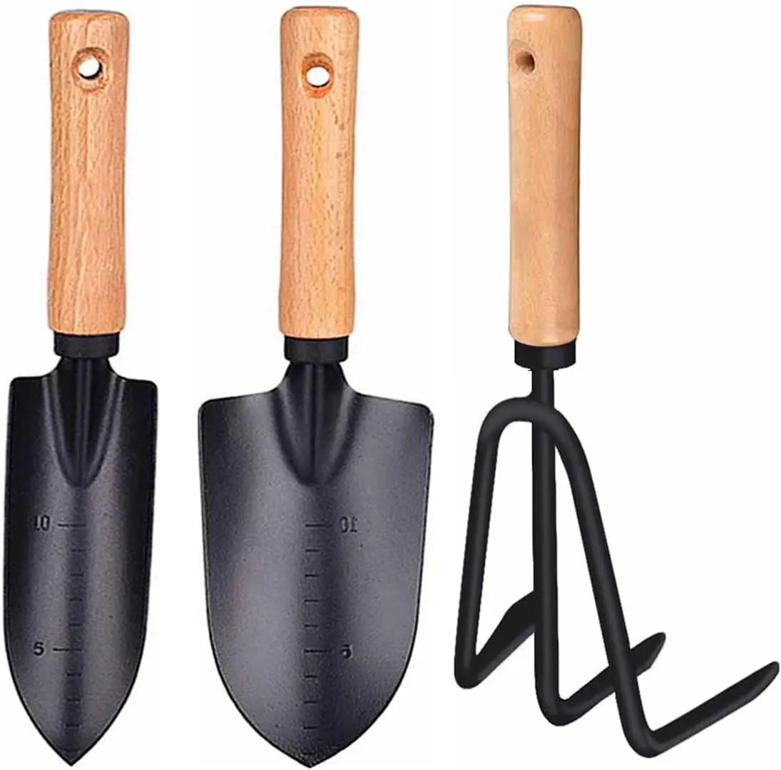 High Carbon Steel Heavy Duty Wooden Handle Trowels Cultivator Trans