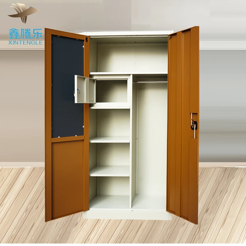 ISO Certified Customized Metal Double Door Almirah Storage Wardrobe with Key Lock for Bedroom & Living Room