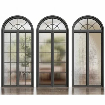 ALUFRONT Luxury Exterior Interior French Doors Aluminum Alloy Simple Design Swing Glass Arches Doors