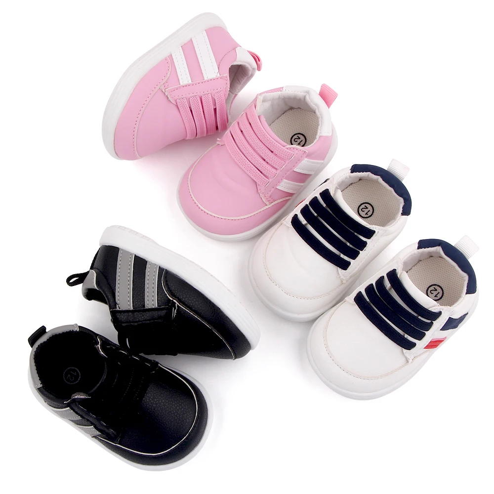Korean Version of Children's Solid Color Striped Elastic Set Foot Casual Walking Shoes supplier