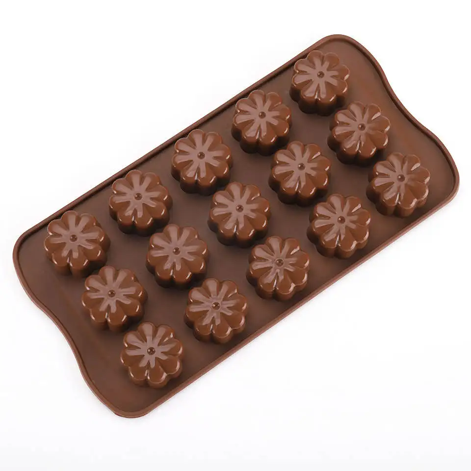 Molde Para Bombones De Chocolate Custom Logo Silicone Flower Chocolate Mold