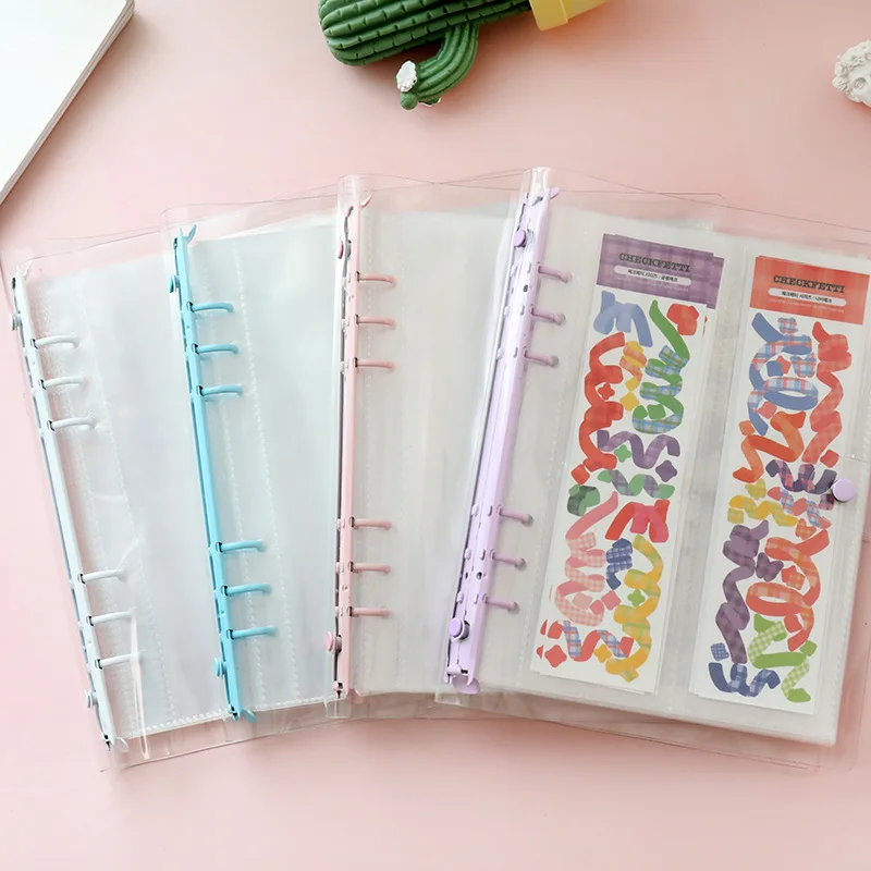 A5 Clear Stickers Binder Collect Book Hand Acount Binder Notebook Journal  Cover Idol Photocards Organizer School Stationary