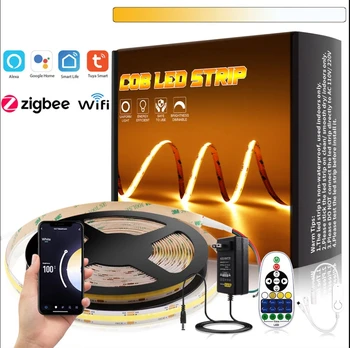 Smart Double Color Kit Zigbee Wifi24V  2700-6500K  576LED/m Dimmable Support Alexa Google Room Deco COB LED Strip Light
