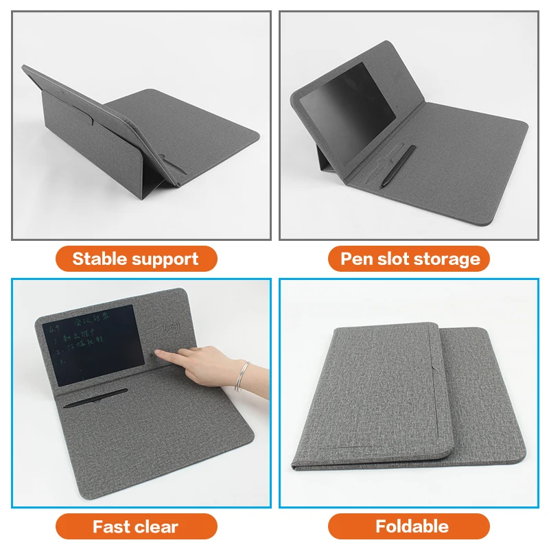 Writing Notebook Top Seller Wireless Charging Mouse Pad In Fabric Charger With Pen Holder