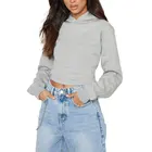 Lace Hoodies Crop Hoodie Wholesale Blank Long Sleeve Lace Up Back Cropped Top Hoodies For Women