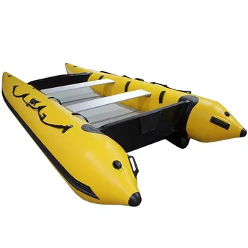 Inflatable Cataraft Boat Whitewater Cat Raft Catamaran Boat Yellow Pontoon Boat