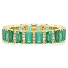 Jewelry Diamond Gemnel Brass Jewelry 18k Gold Plated Cut Emeralds With Diamond Accents Eternity Band Ring