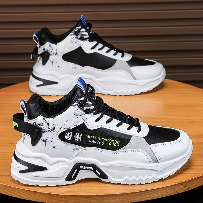 New Arrival Breathable Men Thick Soled Sneakers Color Blocking Big Size on Running Shoes Walking Shoes