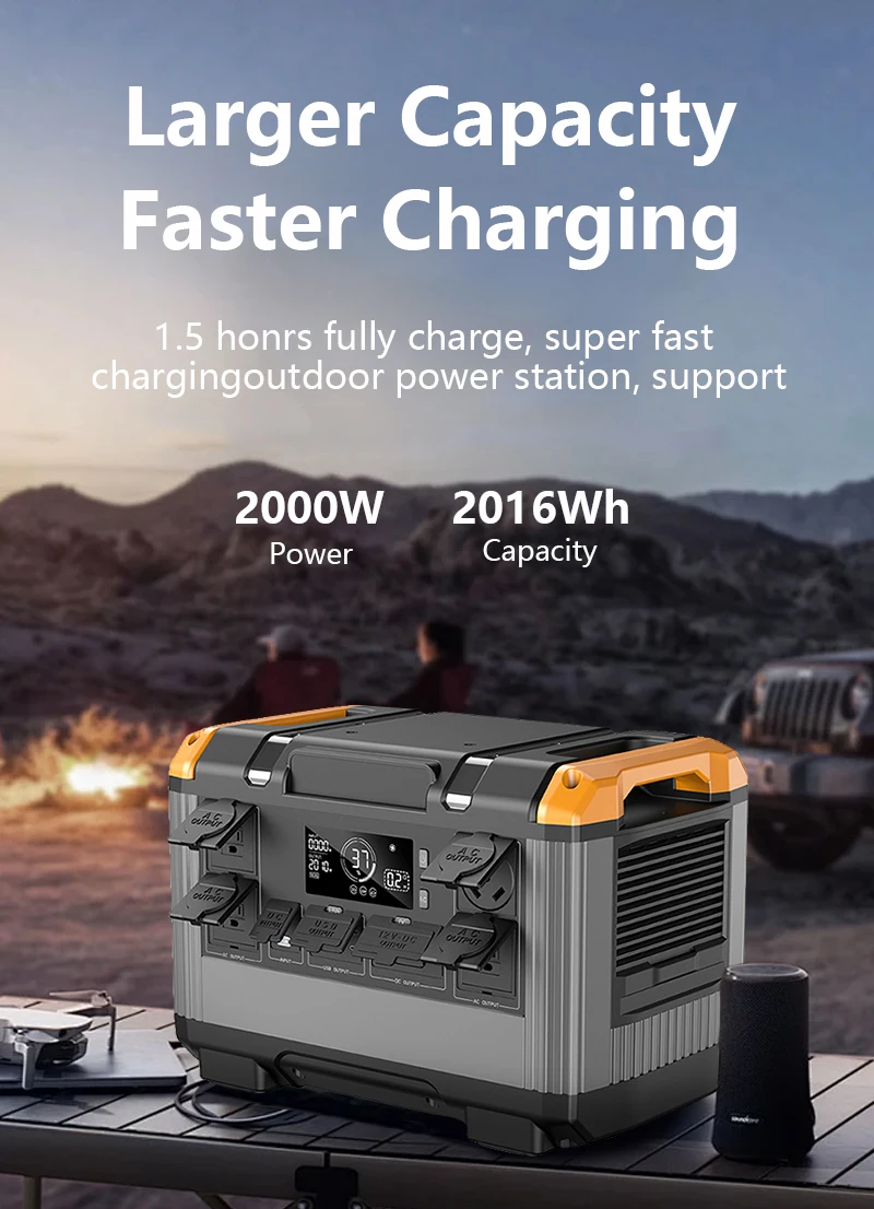 Flashfish 1000W-2400W Solar Portable Power Stations Emergency Backup Mobile Camp Power Banks Outdoor LiFePO4 Battery Charging factory