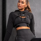Custom Logo Womens Workout Gym Clothing Fashion Sexy Sweatshirt Sport Short Crop Top Hoodie
