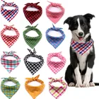 Triangle Fashion Wholesale Pet Washable Triangle Plaid Pet Bandanas Adjustable Dog Scarf Bandana