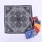 Black Scarf Square 100% Cotton Women Printed Paisley Black Motorcycle Custom Scarf Cotton Square Bandana