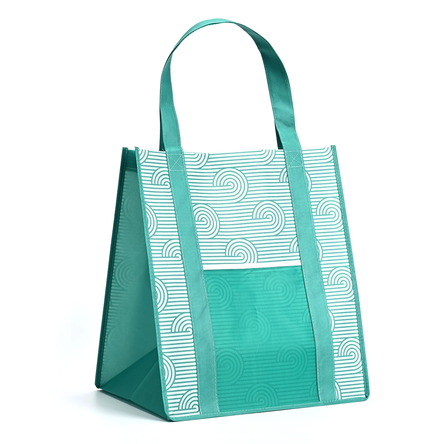 Medium-Sized Eco-Friendly Reusable RPET Fabric Non-Woven Grocery Tote Bags Convenient Shopping with Cartoon Logo Printed factory