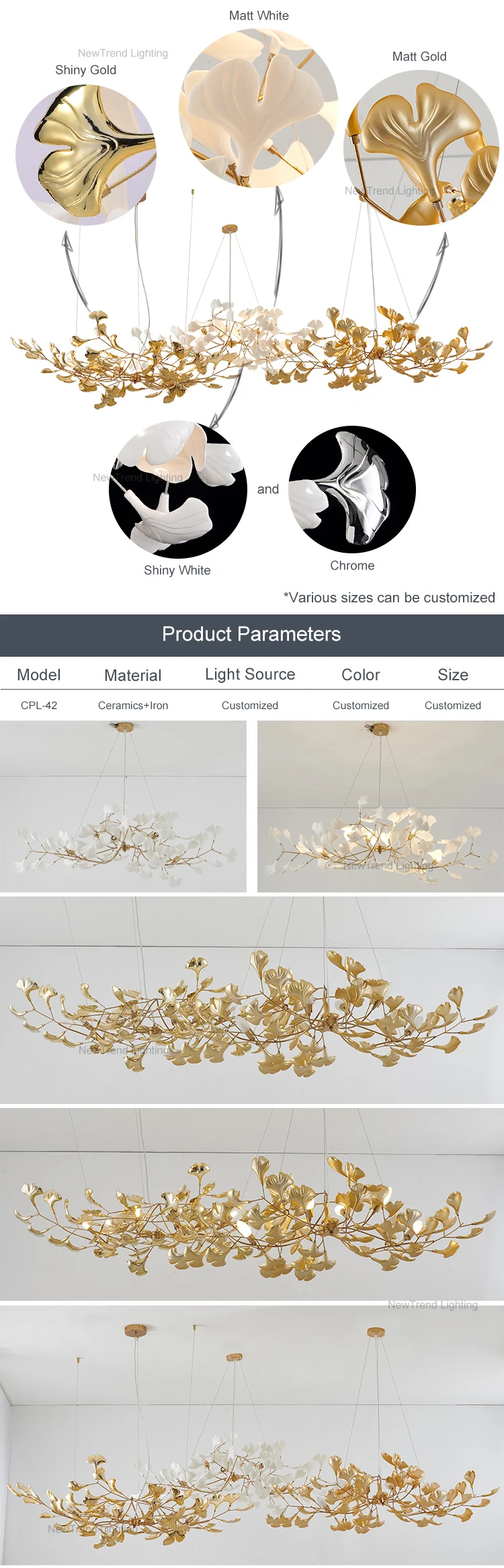 CPL-42 Professional Custom Indoor Decoration Fixture Hall Hotel Lobby Large Project Led Chandelier details