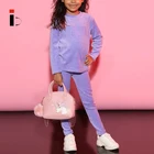 New Style Cute Outfits For Girls Spring Autumn Clothing Sets Long Sleeve Mini Feelin' Softie Velour Pant Set For Girls