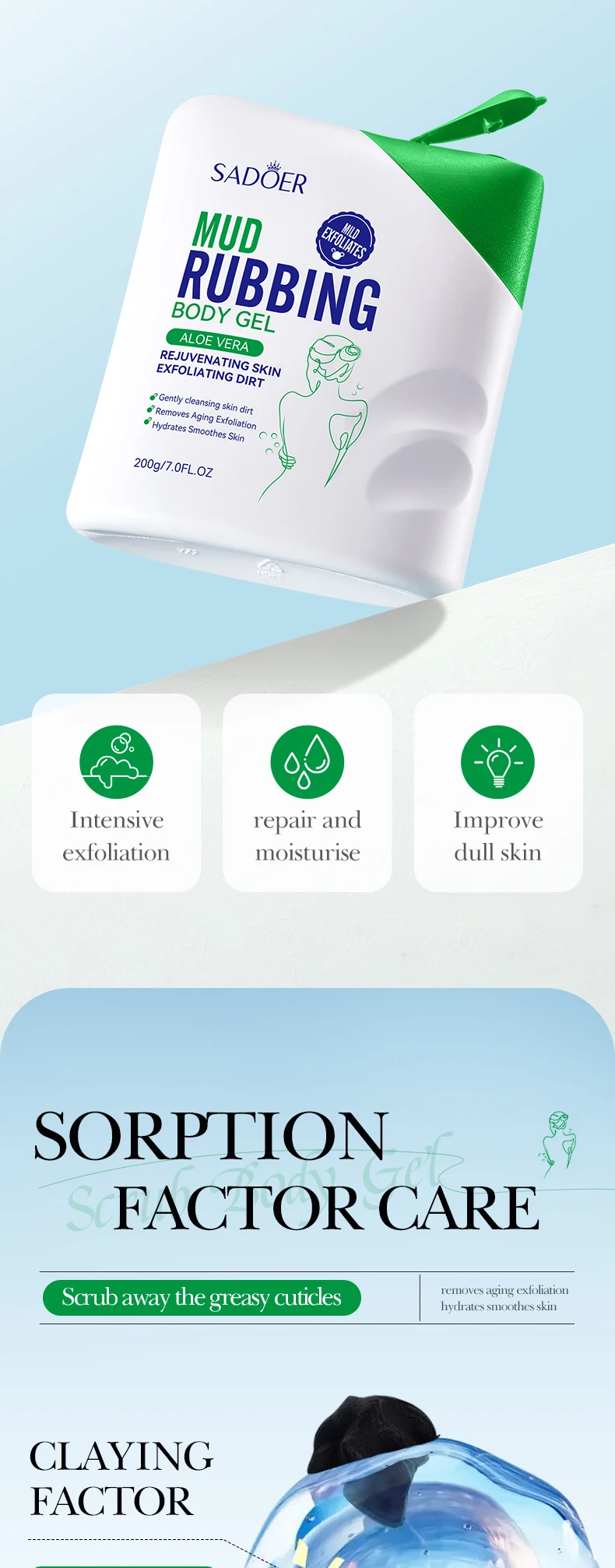 product sadoer moisturizing smoothing exfoliating scrub deep cleansing mud rubbing body gel-4