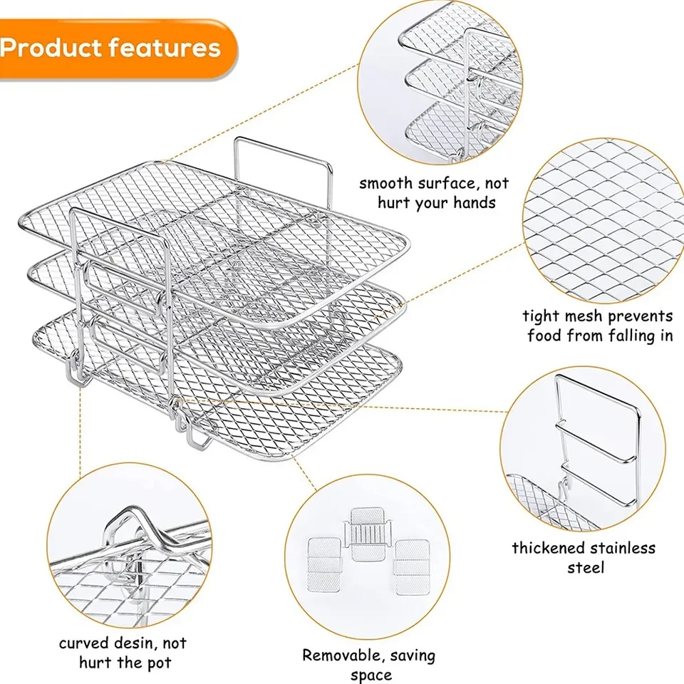 Air Fryer Racks 304 Stainless Steel Foodgrade Multilayer Food