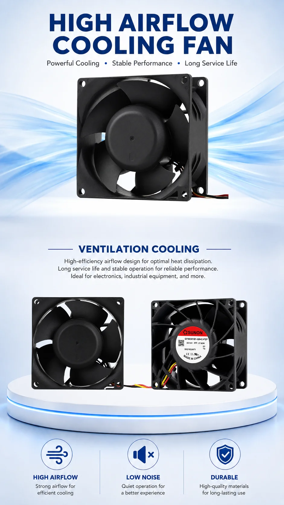 Axial Inverter Cooling Fan, 12V, 27.60W, EC24V, 48V - detail 6