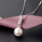 925 Necklace Wholesale Womens 925 Sterling Silver 8mm Imitation Pearl Pendant Necklace Cheap