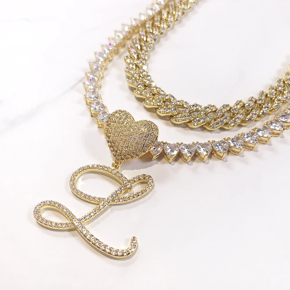 Fashion Cursive Letter Pendant Necklace 