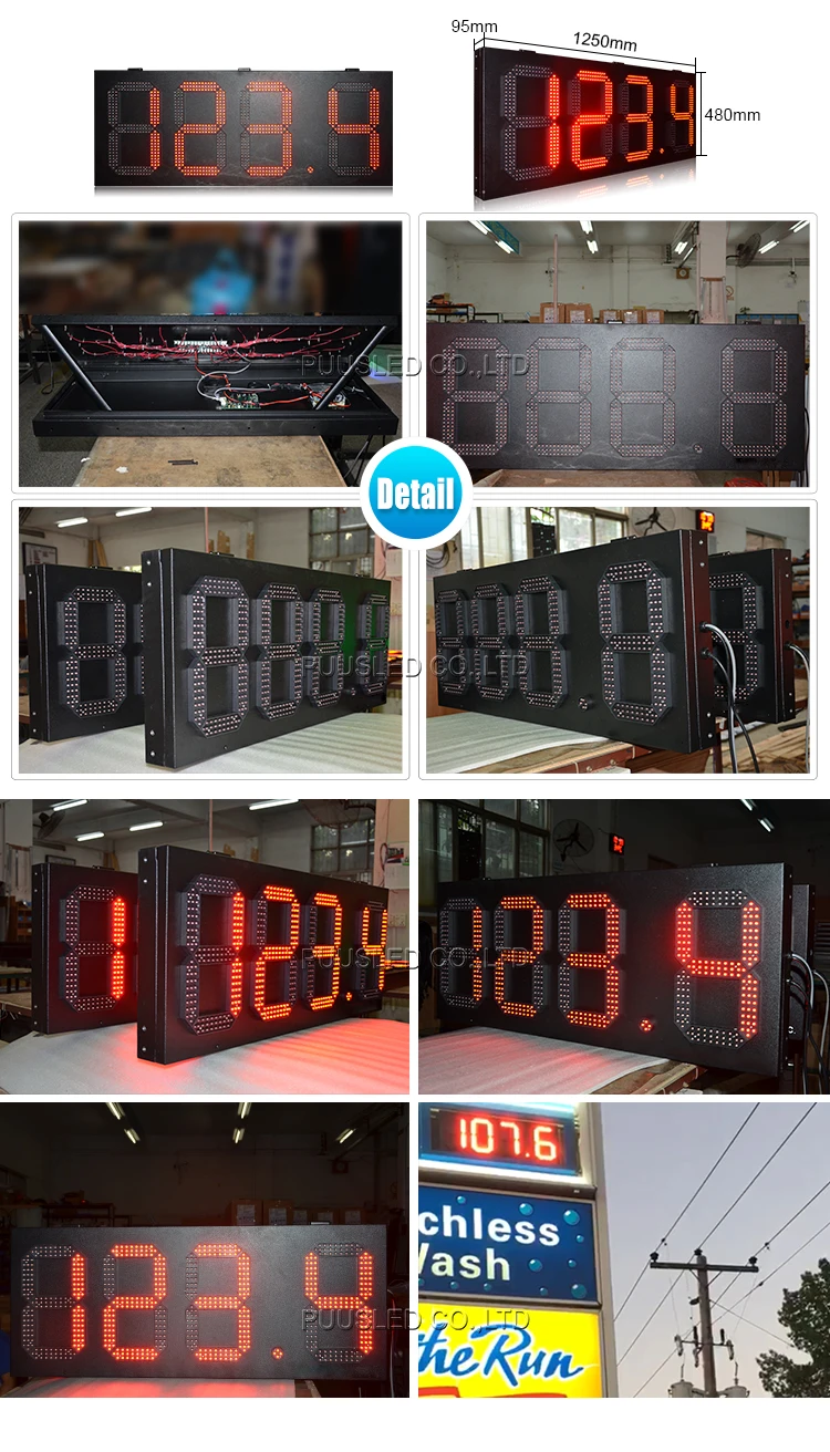 Outdoor Waterproof Segment Digital Led Gas Price Digital Sign Led Gas