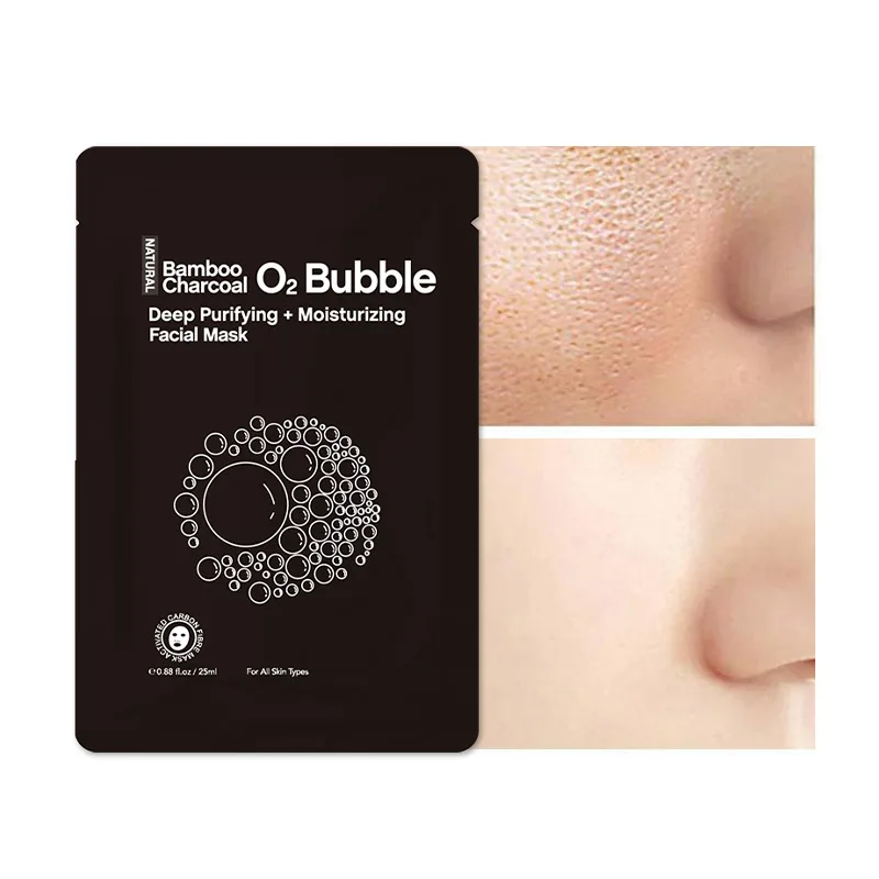 Private Label Blackhead Removal Facial Sheet Masks Black Charcoal Face Bubble Mask