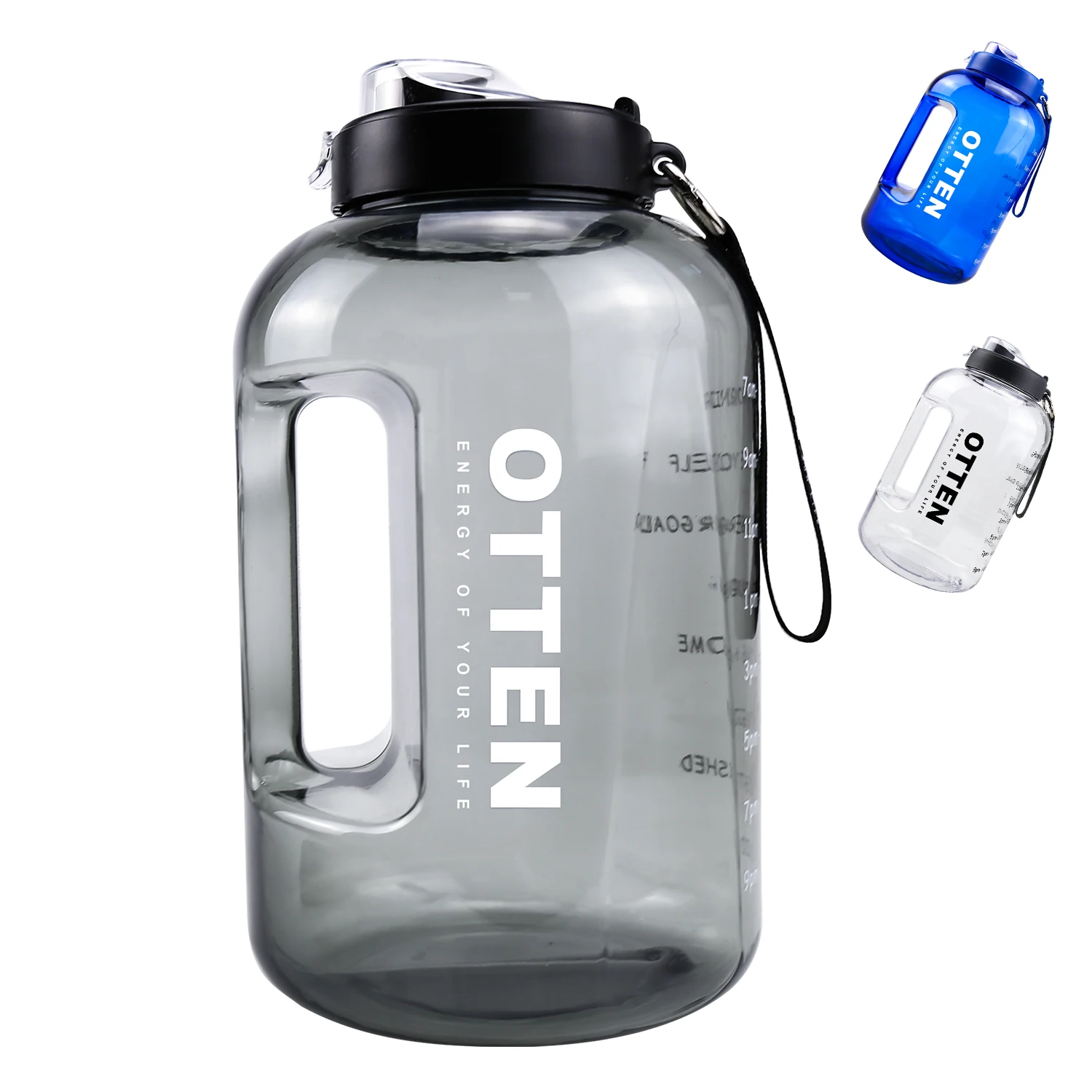 Details about   Water Bottle with Time Marker Straw & Handle 128oz Leakproof Water Jug BPA Free 
