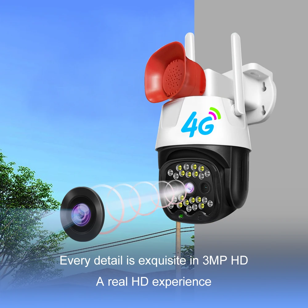 V380 WiFi 4G Solar Power PTZ Camera IP66 Outdoor Security cameras with 1MP 2MP 3MP CMOS Sensor and H.265 Compression